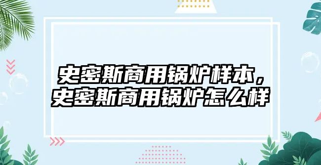 史密斯商用鍋爐樣本，史密斯商用鍋爐怎么樣