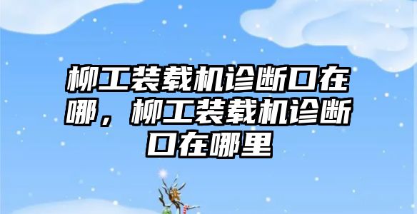 柳工裝載機診斷口在哪，柳工裝載機診斷口在哪里