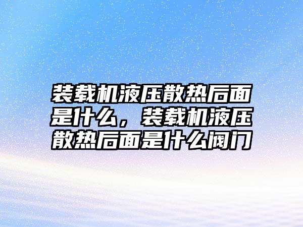 裝載機液壓散熱后面是什么，裝載機液壓散熱后面是什么閥門