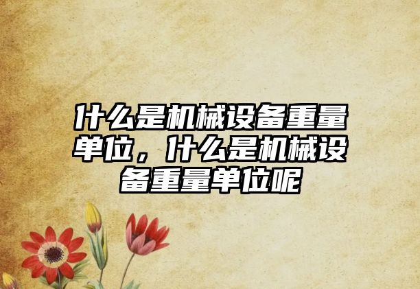 什么是機械設備重量單位，什么是機械設備重量單位呢