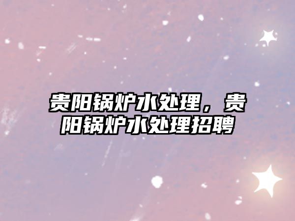 貴陽鍋爐水處理，貴陽鍋爐水處理招聘