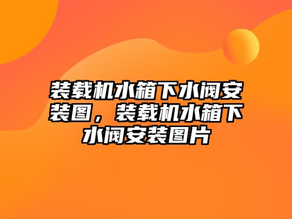 裝載機水箱下水閥安裝圖，裝載機水箱下水閥安裝圖片