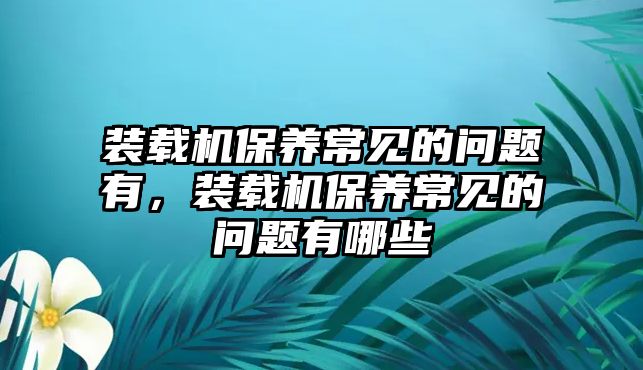 裝載機(jī)保養(yǎng)常見(jiàn)的問(wèn)題有，裝載機(jī)保養(yǎng)常見(jiàn)的問(wèn)題有哪些