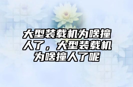 大型裝載機(jī)為啥撞人了，大型裝載機(jī)為啥撞人了呢