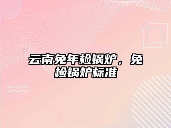 云南免年檢鍋爐，免檢鍋爐標準