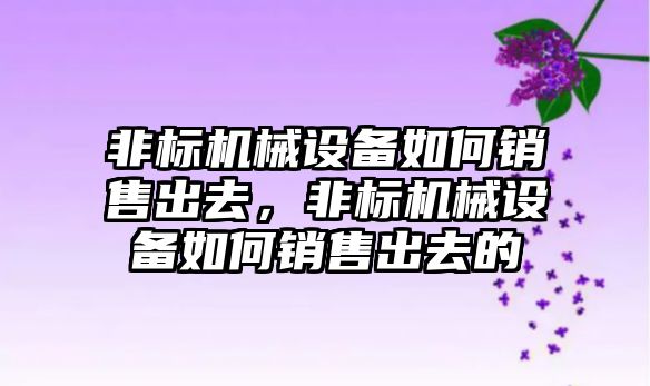 非標機械設(shè)備如何銷售出去，非標機械設(shè)備如何銷售出去的