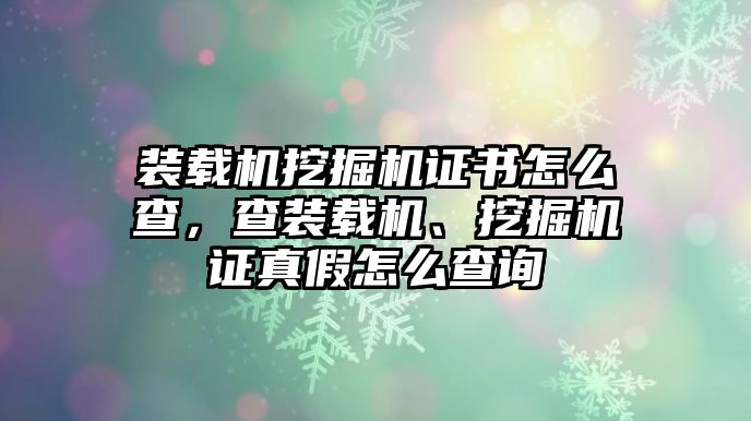 裝載機(jī)挖掘機(jī)證書怎么查，查裝載機(jī)、挖掘機(jī)證真假怎么查詢