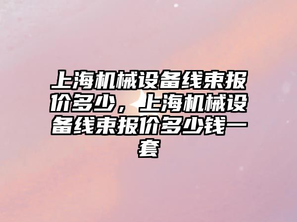 上海機械設(shè)備線束報價多少，上海機械設(shè)備線束報價多少錢一套