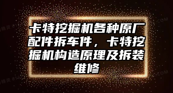 卡特挖掘機(jī)各種原廠配件拆車件，卡特挖掘機(jī)構(gòu)造原理及拆裝維修