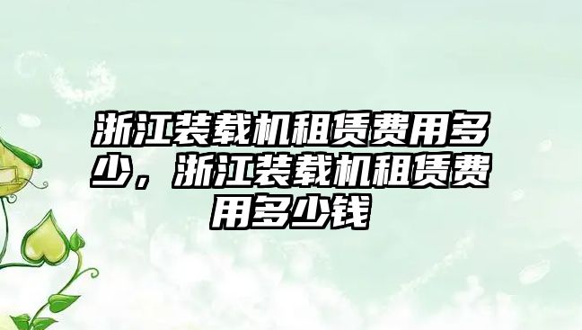 浙江裝載機(jī)租賃費(fèi)用多少，浙江裝載機(jī)租賃費(fèi)用多少錢