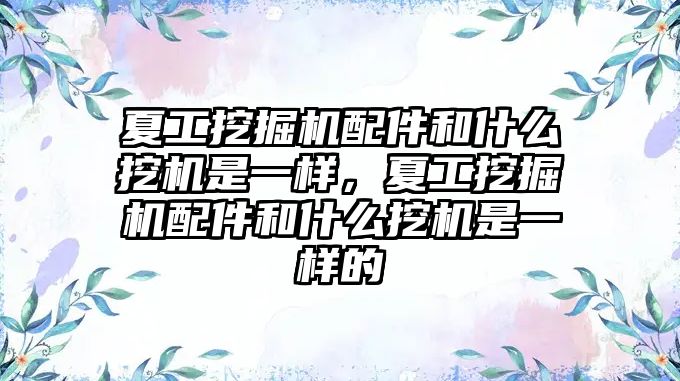 夏工挖掘機配件和什么挖機是一樣，夏工挖掘機配件和什么挖機是一樣的