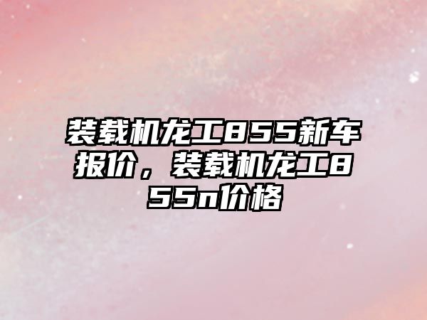 裝載機龍工855新車報價，裝載機龍工855n價格