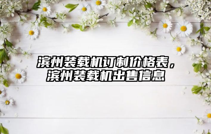 濱州裝載機訂制價格表，濱州裝載機出售信息