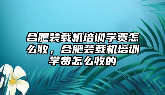 合肥裝載機培訓(xùn)學(xué)費怎么收，合肥裝載機培訓(xùn)學(xué)費怎么收的