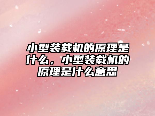 小型裝載機的原理是什么，小型裝載機的原理是什么意思