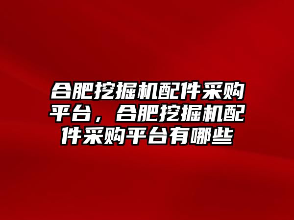 合肥挖掘機配件采購平臺，合肥挖掘機配件采購平臺有哪些