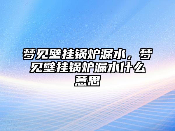 夢見壁掛鍋爐漏水，夢見壁掛鍋爐漏水什么意思