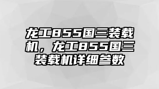 龍工855國三裝載機，龍工855國三裝載機詳細參數(shù)