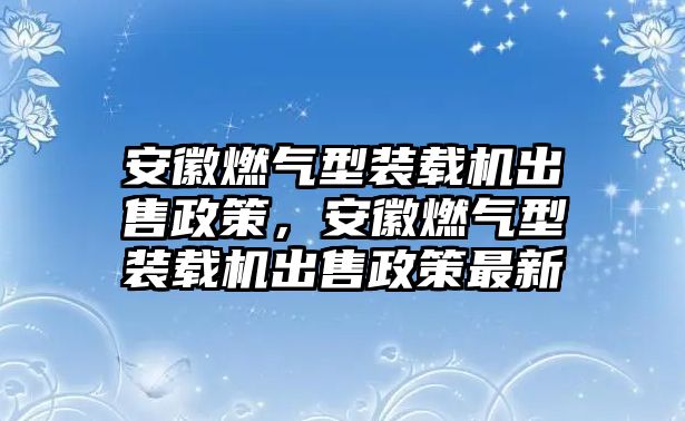 安徽燃氣型裝載機出售政策，安徽燃氣型裝載機出售政策最新