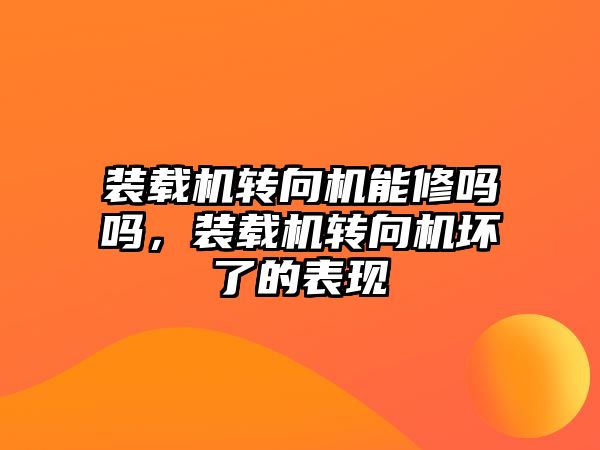 裝載機轉向機能修嗎嗎，裝載機轉向機壞了的表現(xiàn)