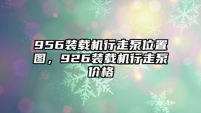 956裝載機行走泵位置圖，926裝載機行走泵價格