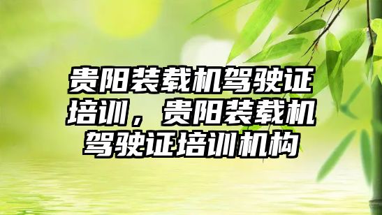 貴陽裝載機駕駛證培訓，貴陽裝載機駕駛證培訓機構