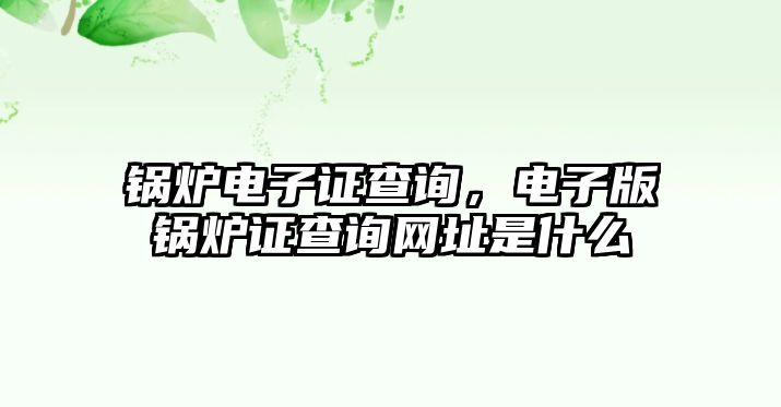 鍋爐電子證查詢，電子版鍋爐證查詢網(wǎng)址是什么