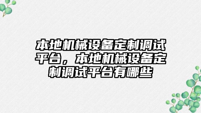 本地機械設備定制調(diào)試平臺，本地機械設備定制調(diào)試平臺有哪些