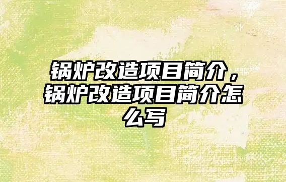 鍋爐改造項目簡介，鍋爐改造項目簡介怎么寫