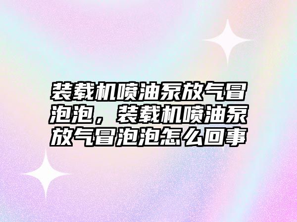 裝載機噴油泵放氣冒泡泡，裝載機噴油泵放氣冒泡泡怎么回事