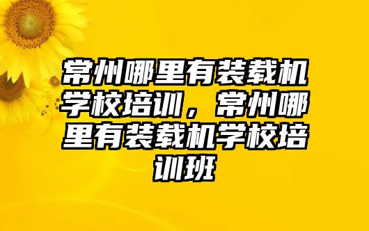 常州哪里有裝載機(jī)學(xué)校培訓(xùn)，常州哪里有裝載機(jī)學(xué)校培訓(xùn)班